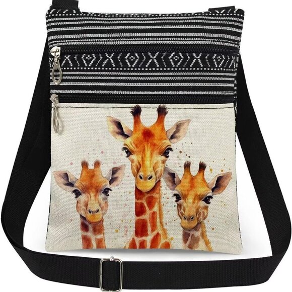 Handbags - Giraffe Crossbody Bag Polyester Adjustable Strap Safari Women Travel Purse
